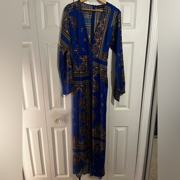 Pretty Little Thing Cobalt Print Satin Kimono Maxi Dress - Picture 4 of 6